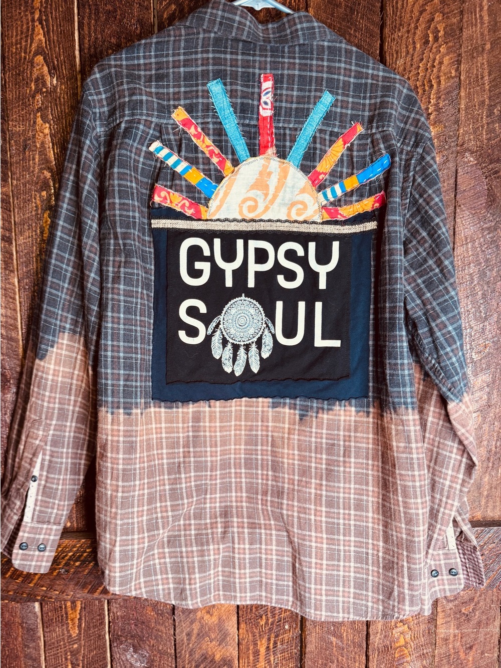 Jos. A. Bank Multicolor Plaid Button-Down Shirt with 'Gypsy Soul' Patch